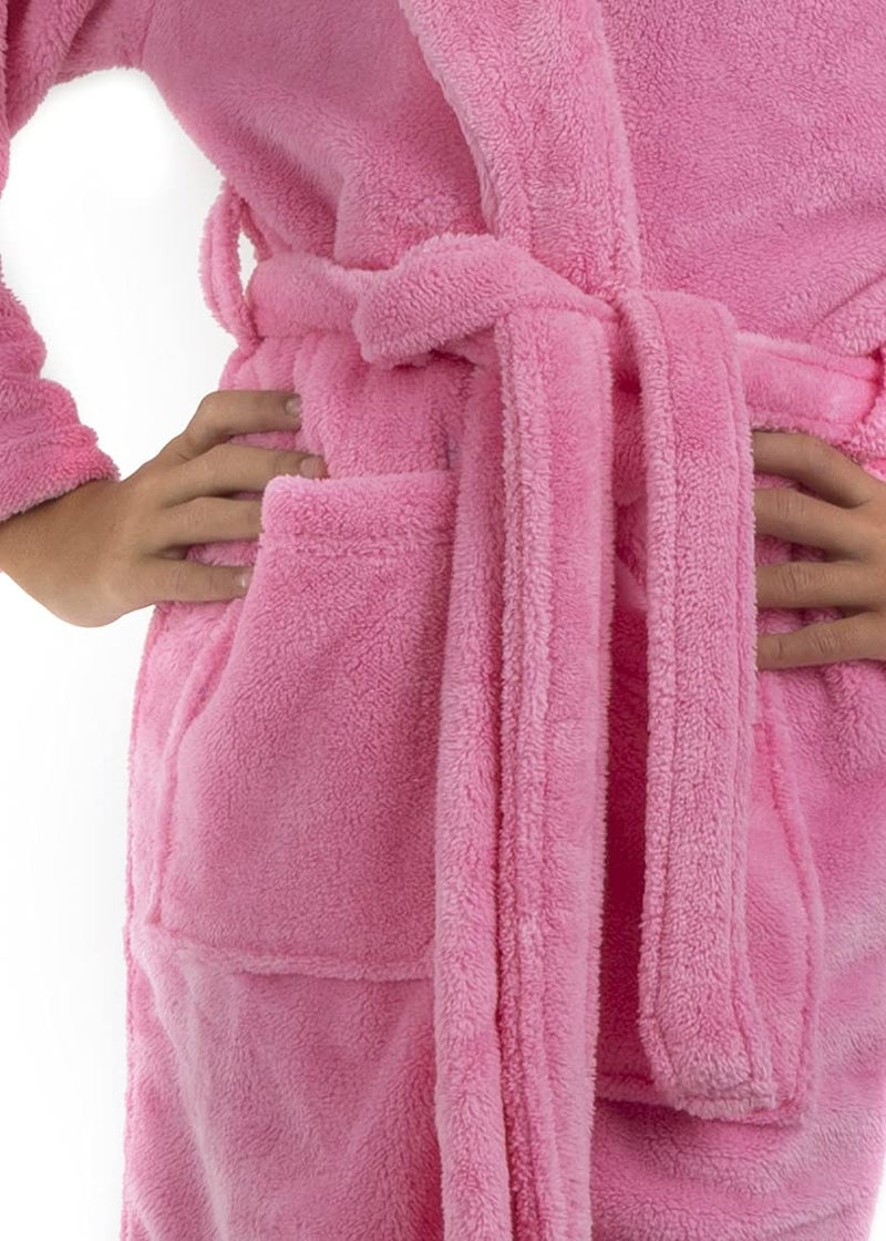 BC BARE COTTON Kids Microfiber Fleece Shawl Robe - Girls - Pink - XLarge - Image 3